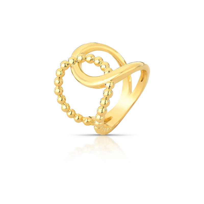 ANEL DUAS VOLTAS TRANÇADO E LISO COM BOLINHA