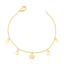 PULSEIRA COM PINGENTES MÃO DE FÁTIMA, OLHO GREGO E PONTOS DE LUZ