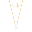 CONJUNTO BRINCO E COLAR COM PINGENTE DE GOTA EM CRISTAL