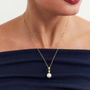 COLAR COM PINGENTE NAVETE, PÉROLA SHELL E ZIRCÔNIAS