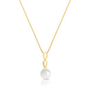 COLAR COM PINGENTE NAVETE, PÉROLA SHELL E ZIRCÔNIAS