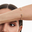BRACELETE COM ZIRCÔNIAS REDONDAS E ABERTURA
