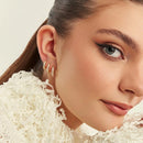 KIT TRÊS PARES DE ARGOLA COM ZIRCÔNIAS BRANCAS FOLHEADO A OURO