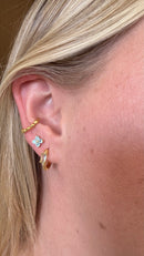 ARGOLA TEXTURIZADA COM CRISTAL ACQUA