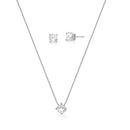 CONJUNTO BRINCO E COLAR COM PINGENTE EM CRISTAL REDONDO