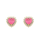 BRINCO CORAÇÃO COM CRISTAL FUSION TURMALINA ROSA