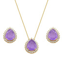 CONJUNTO GOTA FUSION COM CRISTAIS AMETISTA