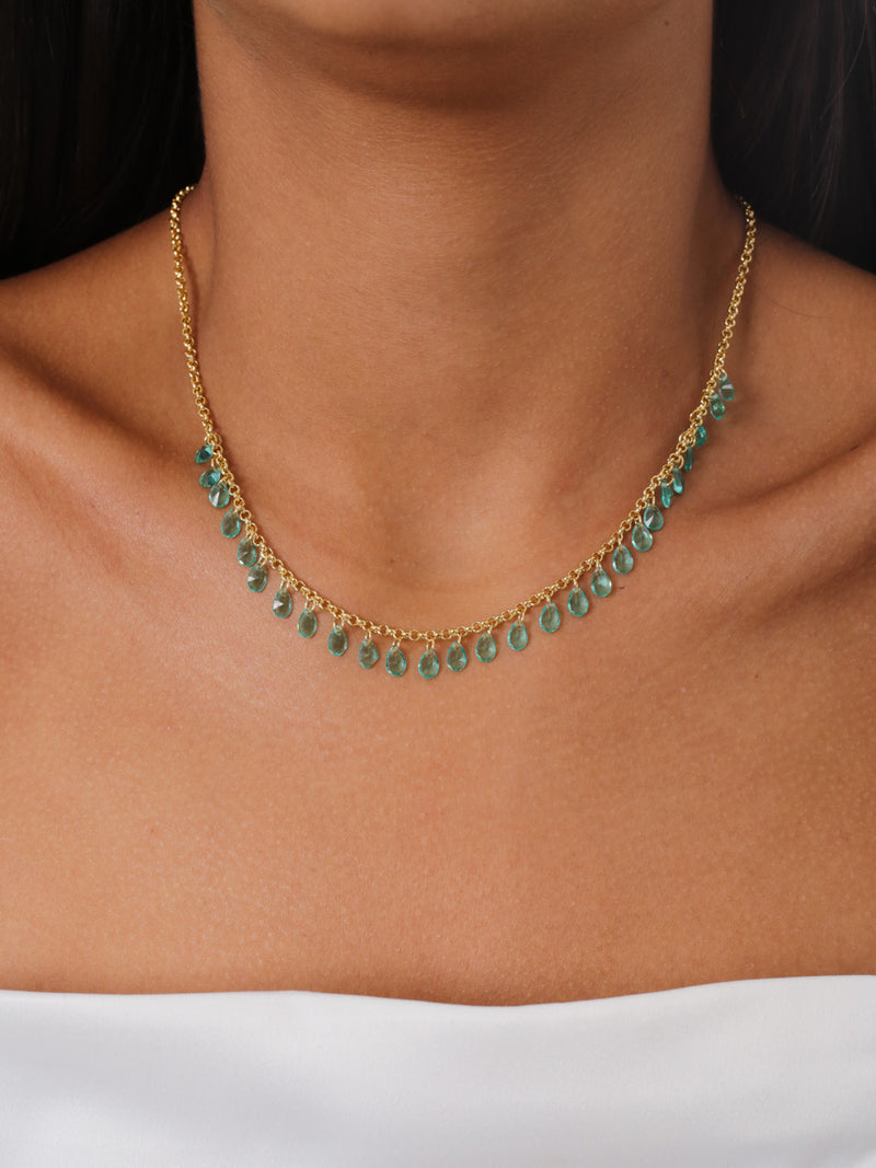 CHOKER CRISTAIS GOTA TURMALINA VERDE