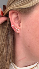 TRIO DE BRINCOS COM BORBOLETAS E CRISTAL REDONDO