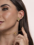 CONJUNTO COLAR E BRINCO ORGÂNICO + PIERCING FAKE