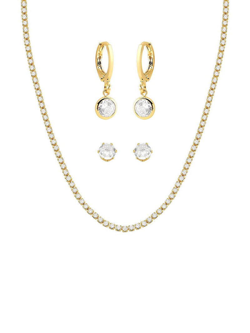 MIX DE COLAR RIVIERA E BRINCOS