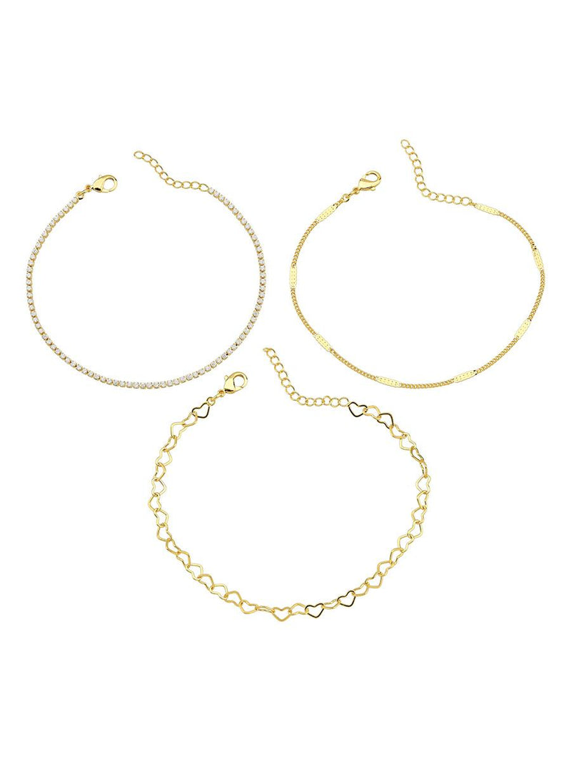 MIX DE PULSEIRAS RIVIERA, CORAÇÃO E PLAQUINHAS