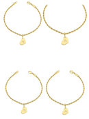 PULSEIRA CORDÃO BAIANO COM PINGENTE CORAÇÃO E LETRA