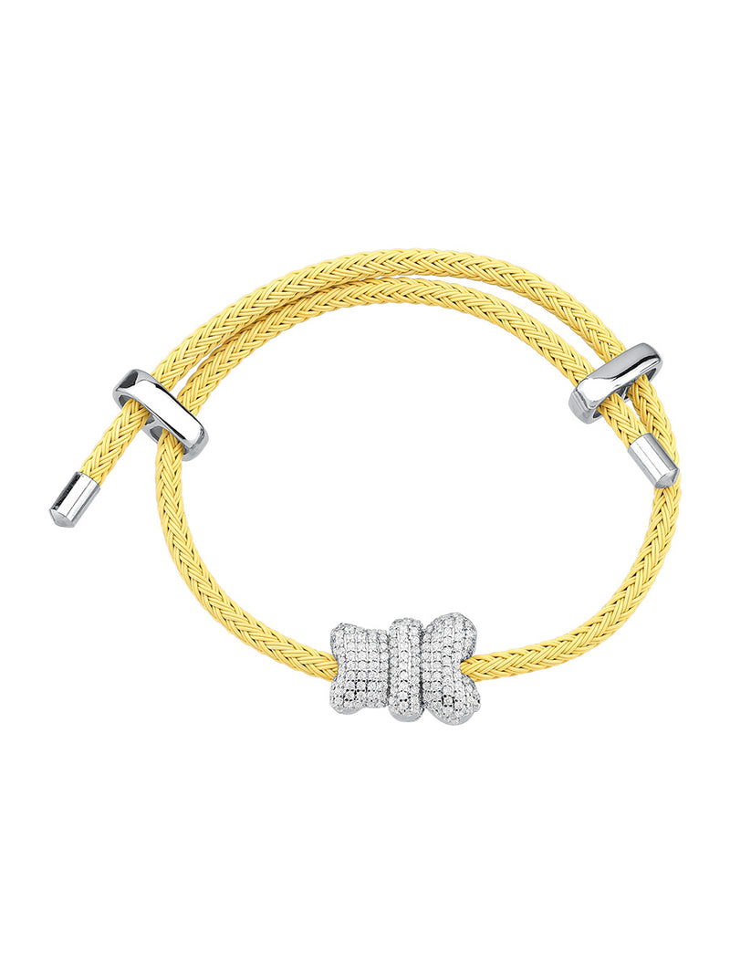 PULSEIRA DE CORDA AMARELA URSO CRAVEJADO