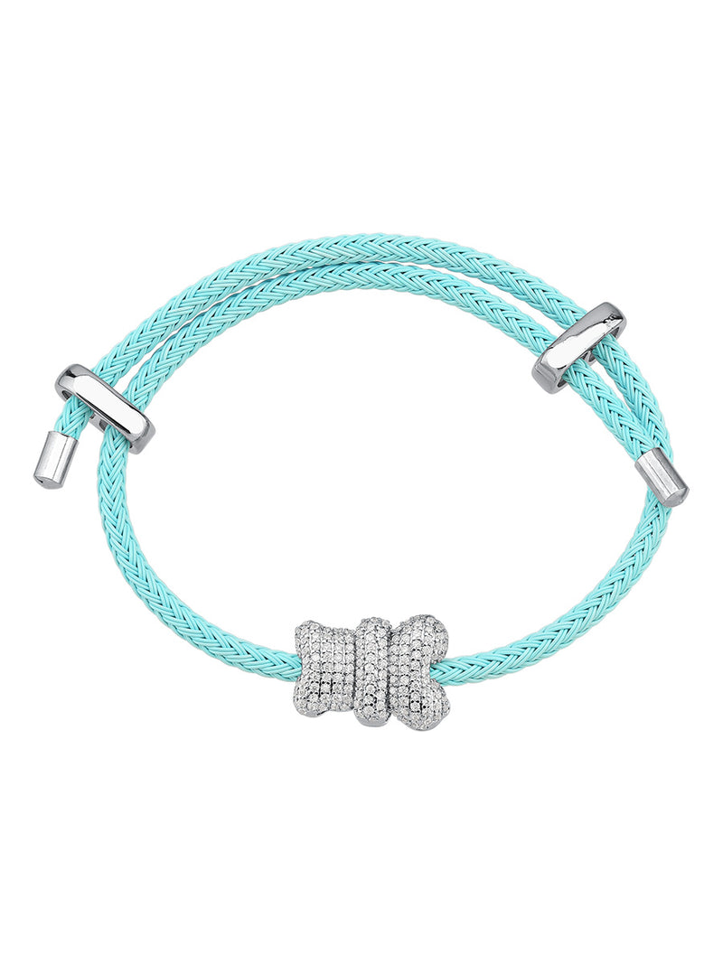 PULSEIRA DE CORDA AZUL COM URSO CRAVEJADO