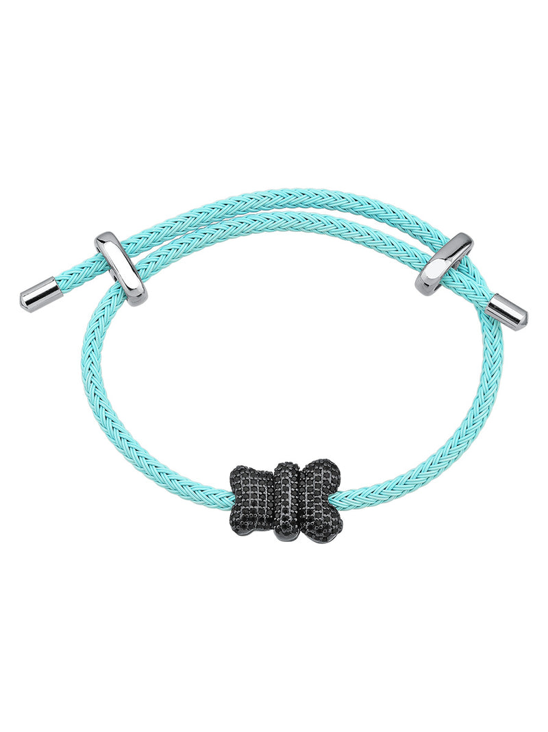 PULSEIRA DE CORDA AZUL COM URSO CRAVEJADO