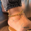 TORNOZELEIRA COM CRISTAIS COLORIDOS