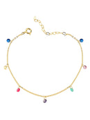 TORNOZELEIRA COM CRISTAIS COLORIDOS