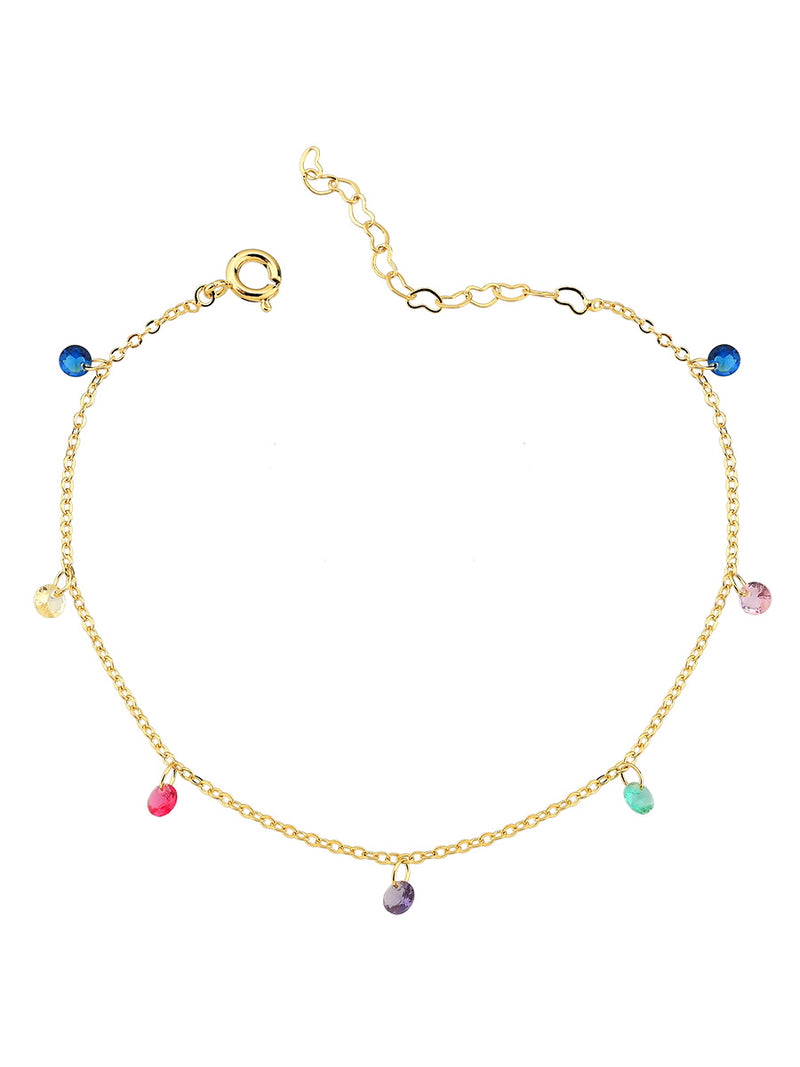 TORNOZELEIRA COM CRISTAIS COLORIDOS