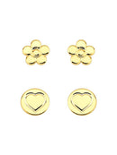 DUPLA DE BRINCOS FLOR E CORAÇÃO| INFANTIL