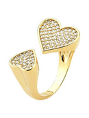 ANEL DOIS CORAÇÕES CRAVEJADOS | AJUSTÁVEL