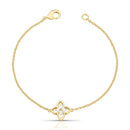 PULSEIRA COM PINGENTE VAZADO DE FLOR E CRISTAIS