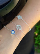 PULSEIRA HAMSA E OLHO GREGO | PRATA 925